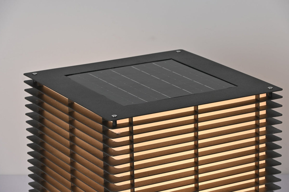 Solar Grid Outdoor Lantern – Modern Architectural LED Post Light