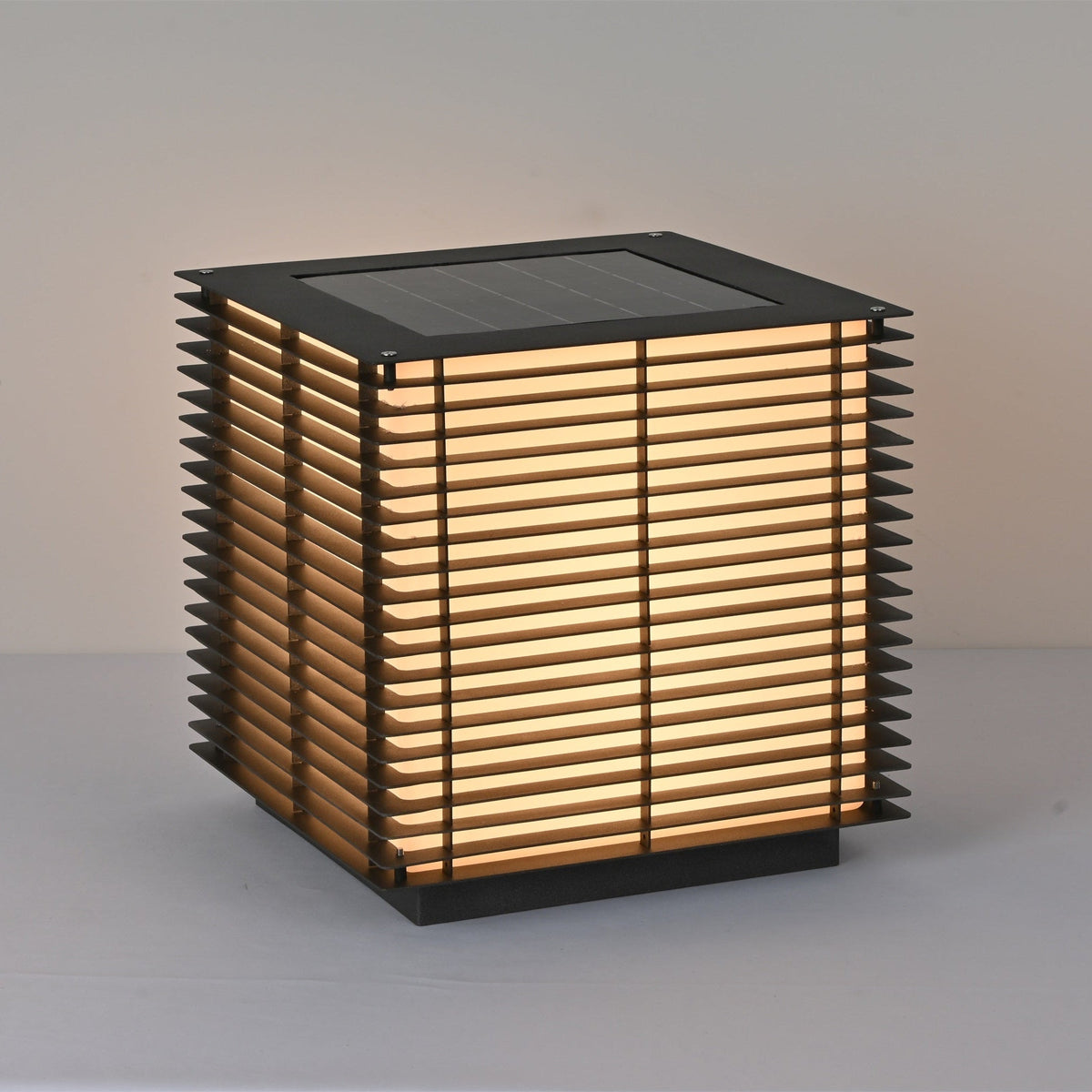 Solar Grid Outdoor Lantern – Modern Architectural LED Post Light