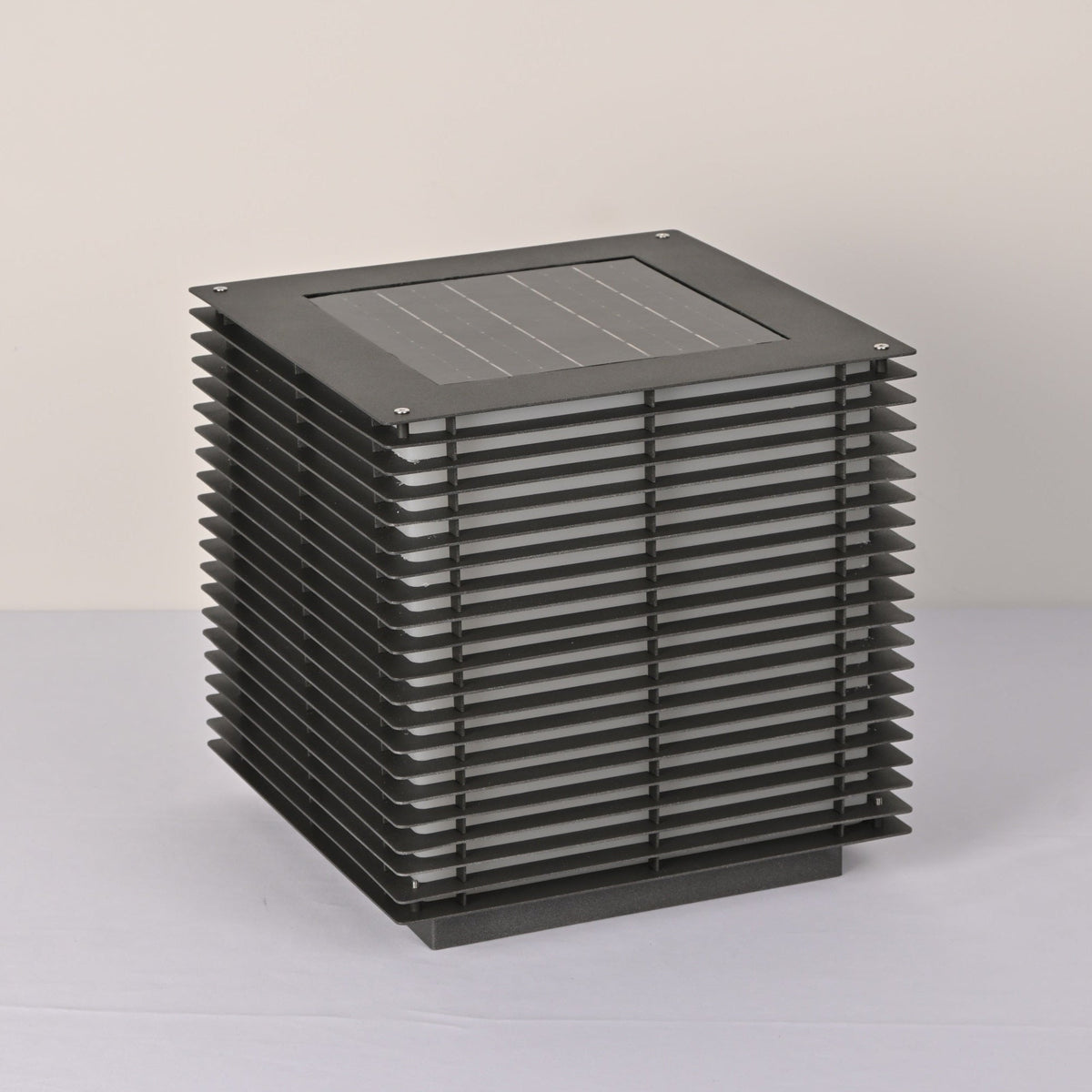 Solar Grid Outdoor Lantern – Modern Architectural LED Post Light