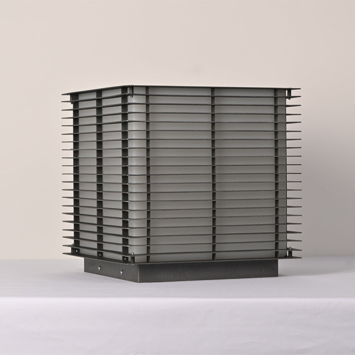 Solar Grid Outdoor Lantern – Modern Architectural LED Post Light