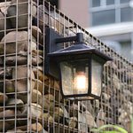 Square Waterproof Aluminum Glass Black Retro Solar Outdoor Wall Lights Li002755