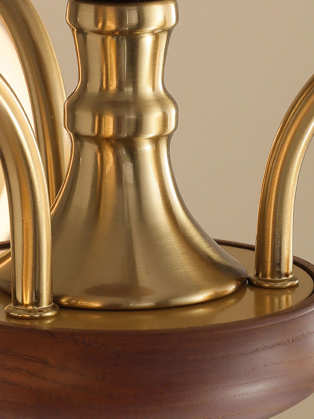 Solara Globe Chandelier – Mid-Century Modern Wood & Brass Pendant Light