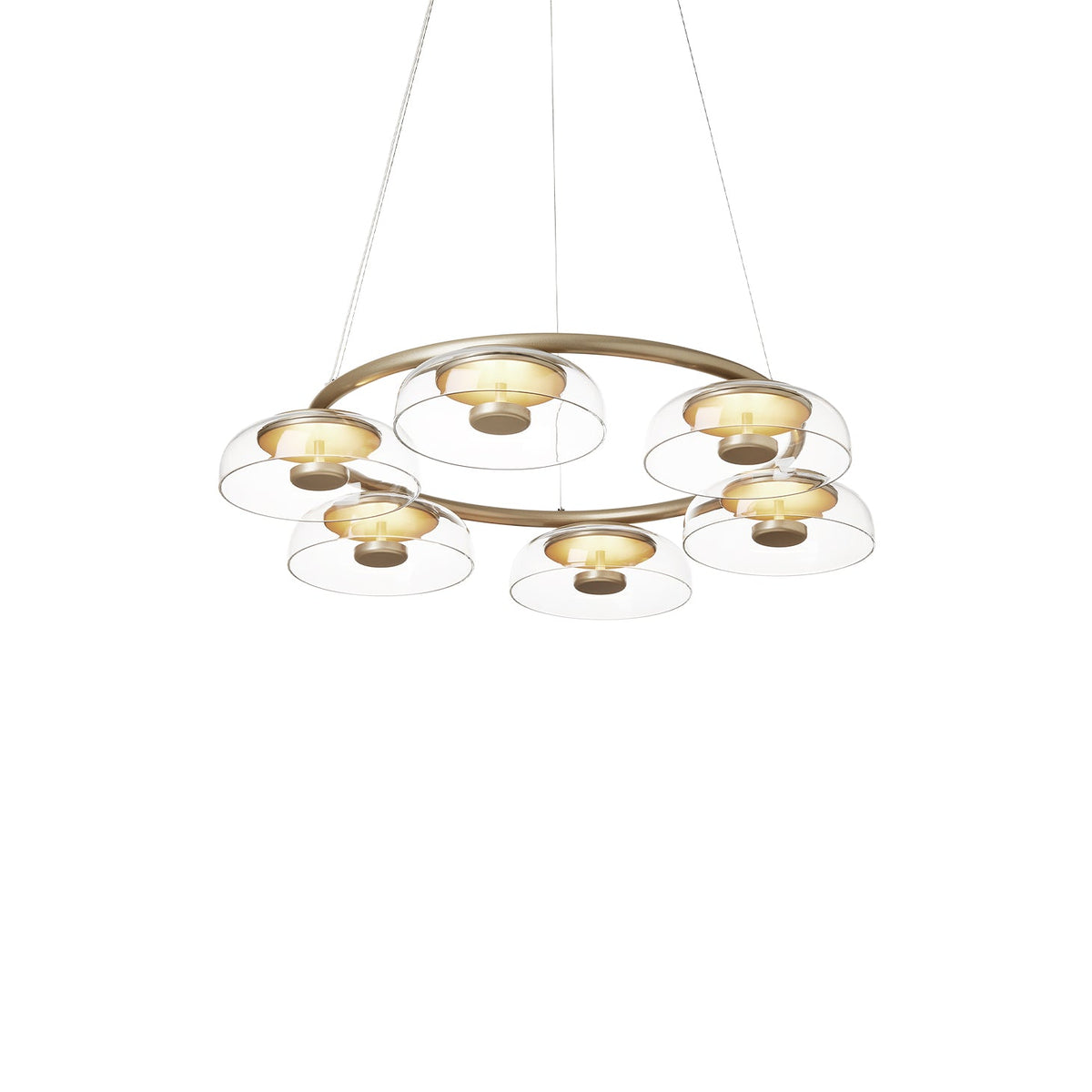 Solara LED Chandelier in Brass and Glass for Modern Interiors