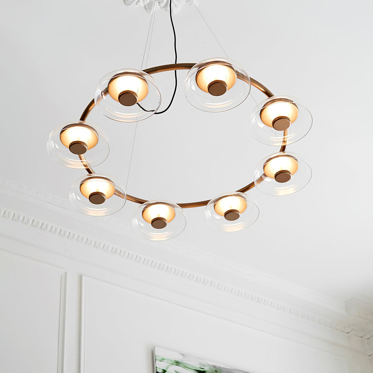 Solara LED Chandelier in Brass and Glass for Modern Interiors