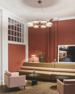 Solara LED Chandelier in Brass and Glass for Modern Interiors