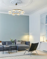 Solara LED Chandelier in Brass and Glass for Modern Interiors