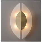 Solari Alabaster Leaf Wall Sconce in Brass and White Alabaster