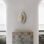 Solari Alabaster Leaf Wall Sconce in Brass and White Alabaster