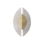 Solari Alabaster Leaf Wall Sconce in Brass and White Alabaster