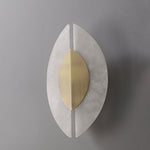 Solari Alabaster Leaf Wall Sconce in Brass and White Alabaster
