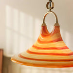 Solari Swirl Glass Pendant Light – Hand-Blown Amber Art Glass