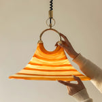 Solari Swirl Glass Pendant Light – Hand-Blown Amber Art Glass