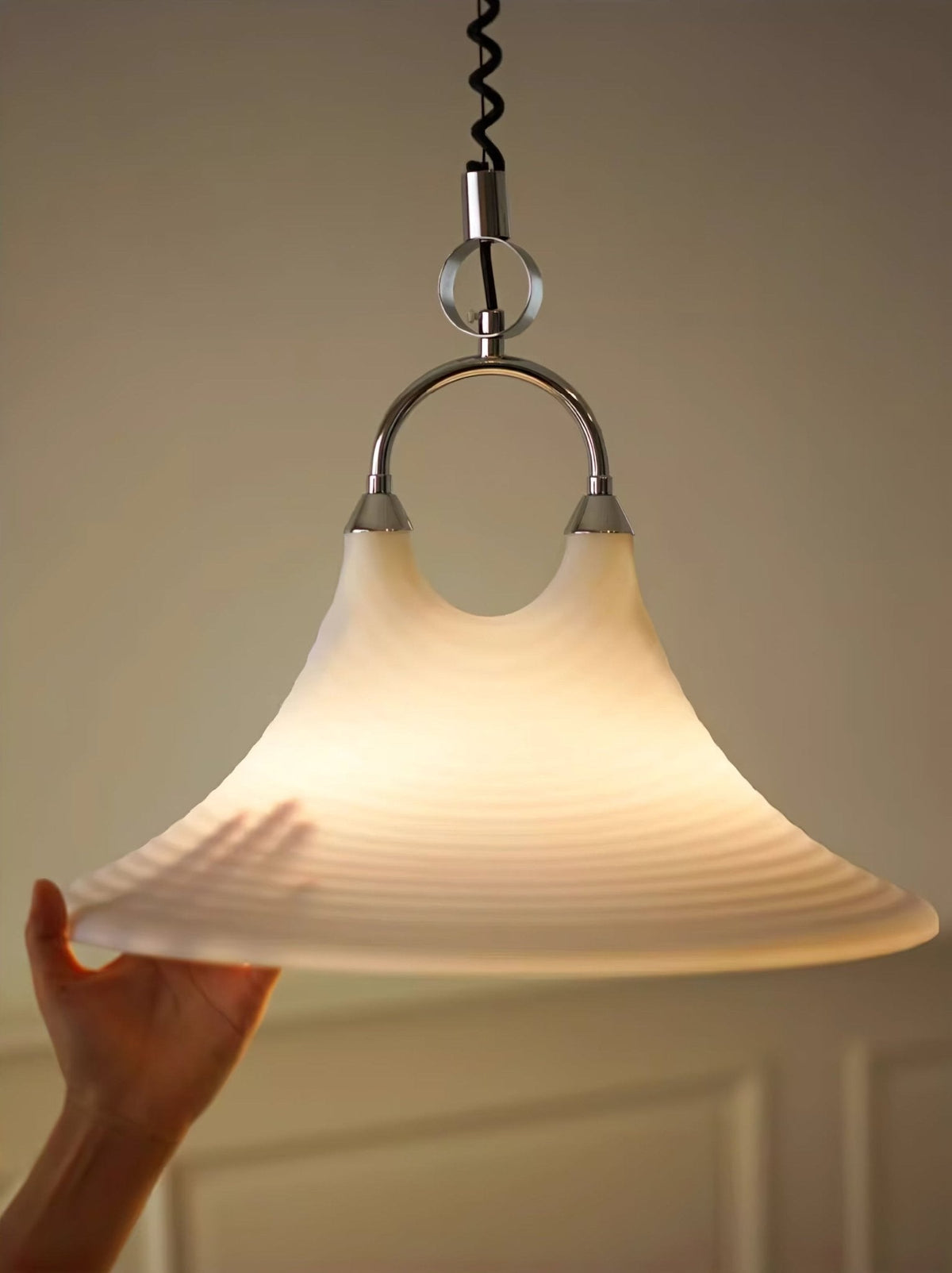 Solari Swirl Glass Pendant Light – Hand-Blown Amber Art Glass