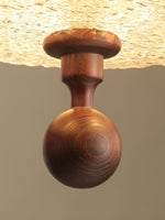 Solaria Pleated Fabric Pendant Light in Gold and Walnut for Dining and Living Spaces
