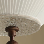 Solaria Pleated Fabric Pendant Light in Gold and Walnut for Dining and Living Spaces