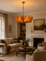 Solaris Disc Glass Chandelier – Two-Tier Gold & Murano-Style Glass Pendant