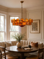 Solaris Disc Glass Chandelier – Two-Tier Gold & Murano-Style Glass Pendant
