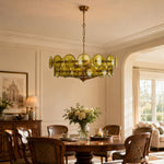 Solaris Disc Glass Chandelier – Two-Tier Gold & Murano-Style Glass Pendant
