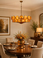 Solaris Disc Glass Chandelier – Two-Tier Gold & Murano-Style Glass Pendant