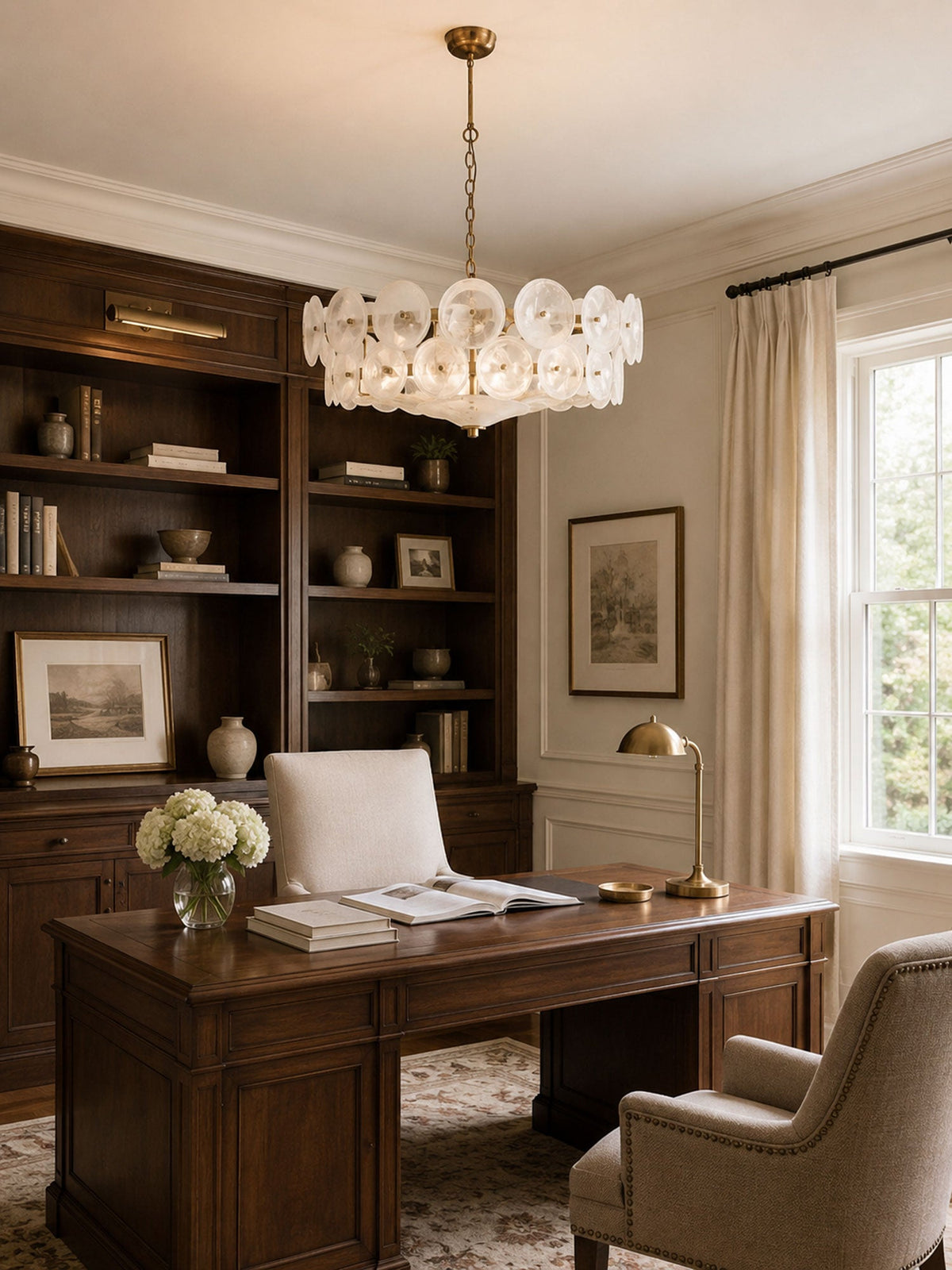 Solaris Disc Glass Chandelier – Two-Tier Gold & Murano-Style Glass Pendant