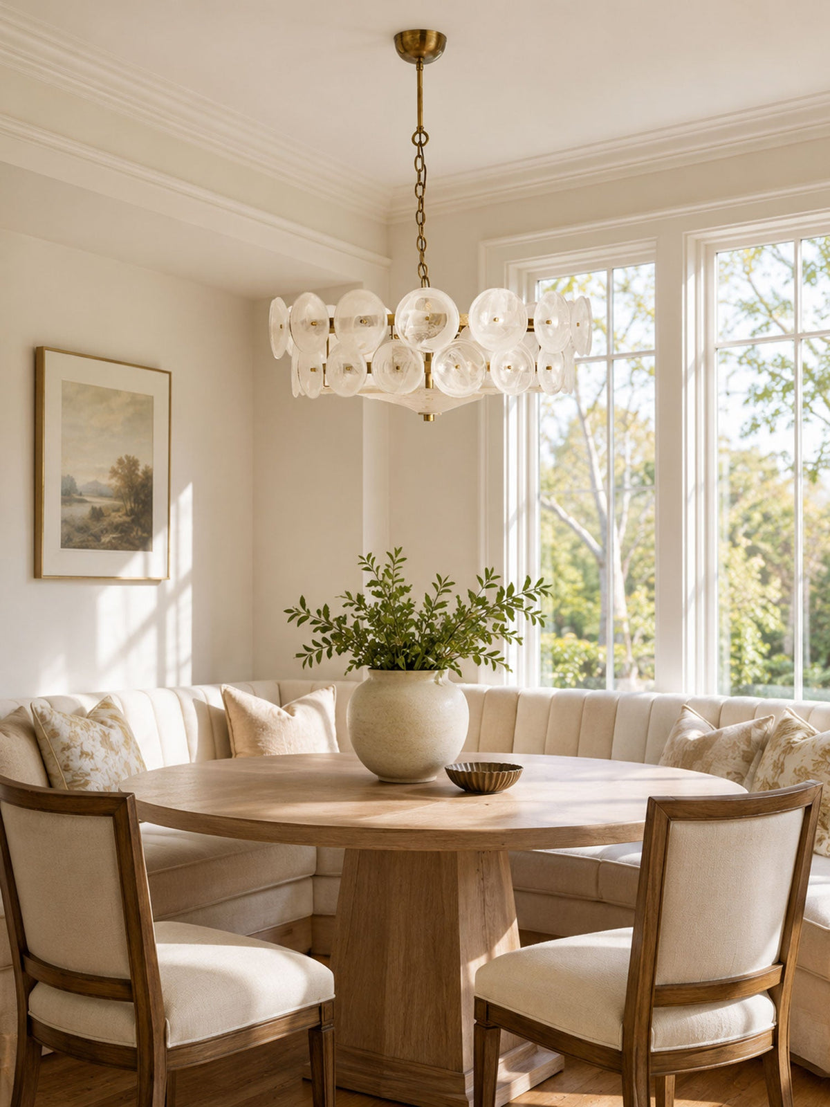 Solaris Disc Glass Chandelier – Two-Tier Gold & Murano-Style Glass Pendant