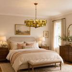 Solaris Disc Glass Chandelier – Two-Tier Gold & Murano-Style Glass Pendant