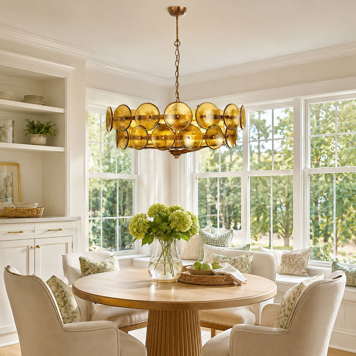 Solaris Disc Glass Chandelier – Two-Tier Gold & Murano-Style Glass Pendant