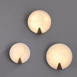 Solaris Halo Alabaster Wall Sconce with Brass Accents