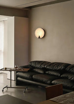 Solaris Halo Alabaster Wall Sconce with Brass Accents