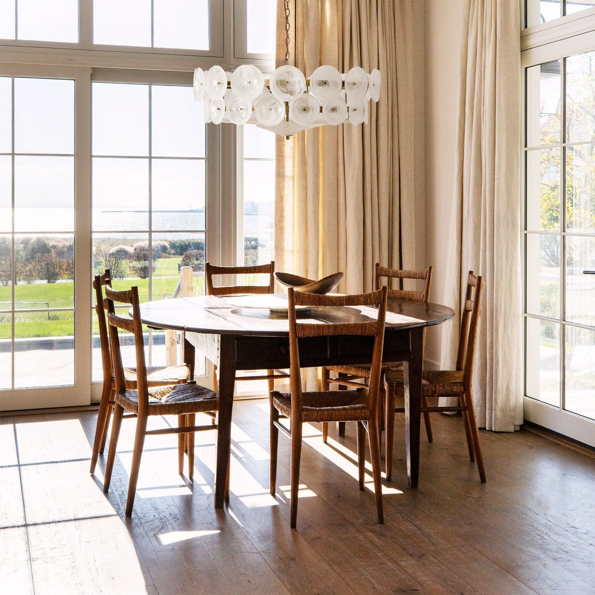 Solaris Disc Glass Chandelier – Two-Tier Gold & Murano-Style Glass Pendant