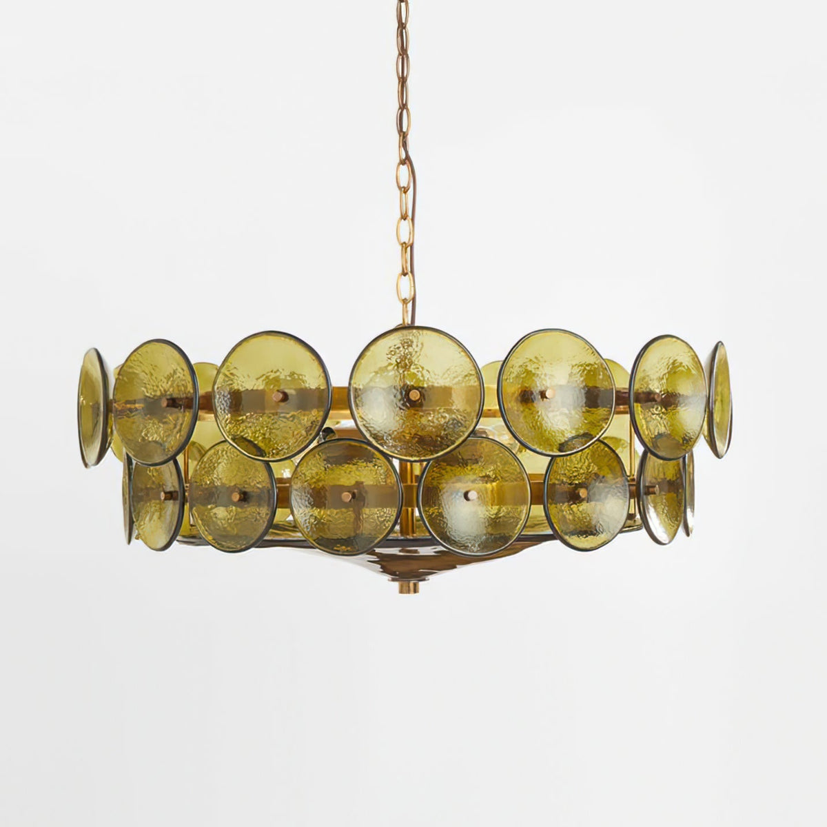 Solaris Disc Glass Chandelier – Two-Tier Gold & Murano-Style Glass Pendant
