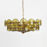 Solaris Disc Glass Chandelier – Two-Tier Gold & Murano-Style Glass Pendant