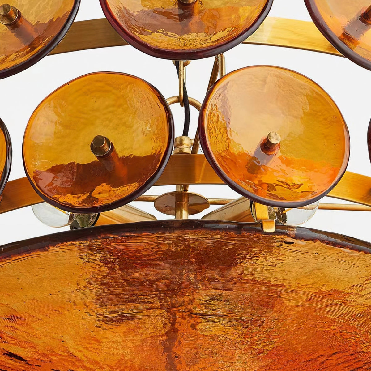 Solaris Disc Glass Chandelier – Two-Tier Gold & Murano-Style Glass Pendant