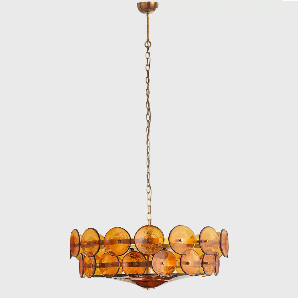 Solaris Disc Glass Chandelier – Two-Tier Gold & Murano-Style Glass Pendant