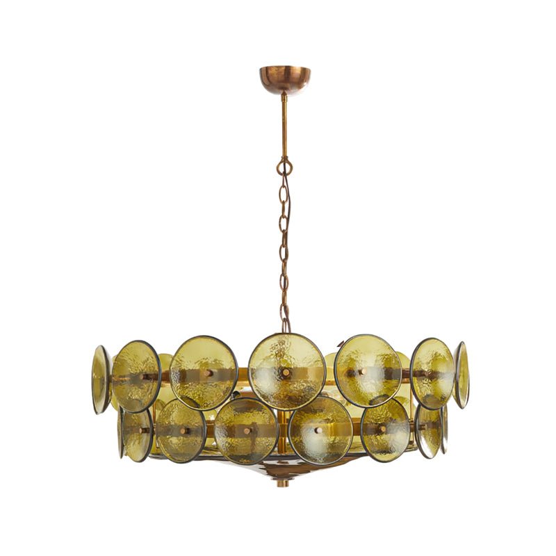 Solaris Disc Glass Chandelier – Two-Tier Gold & Murano-Style Glass Pendant