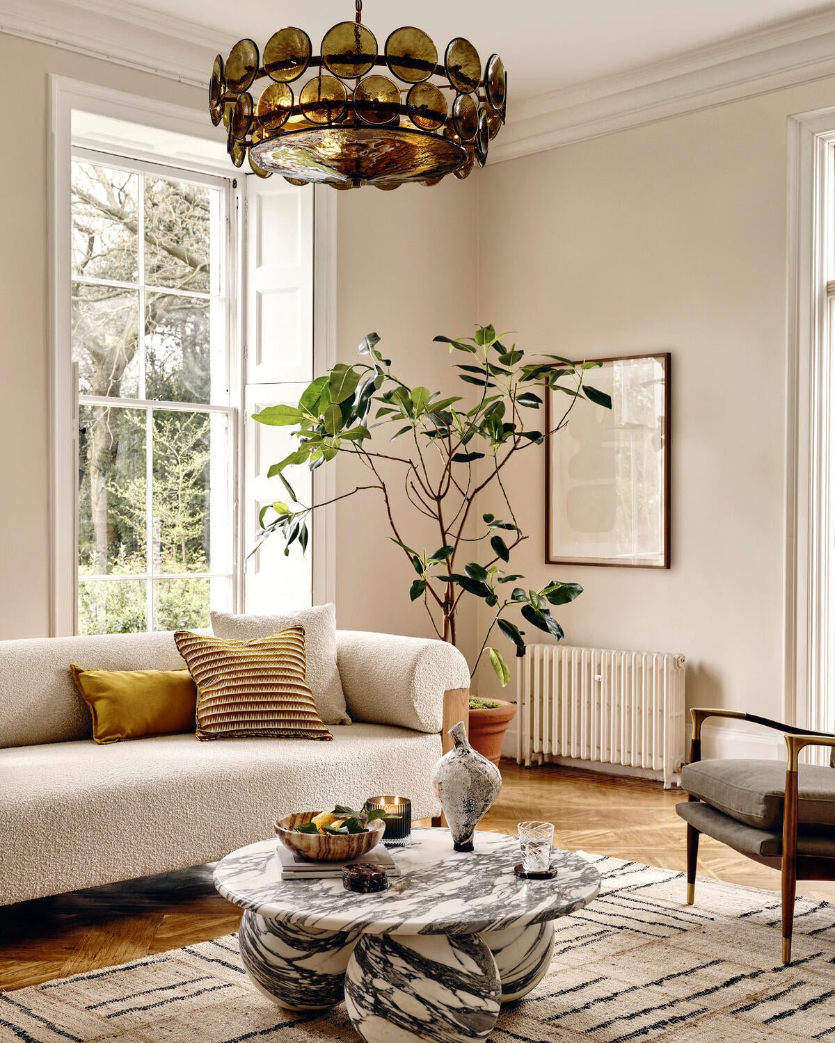 Solaris Disc Glass Chandelier – Two-Tier Gold & Murano-Style Glass Pendant