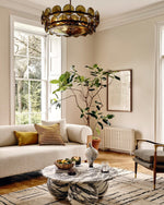 Solaris Disc Glass Chandelier – Two-Tier Gold & Murano-Style Glass Pendant