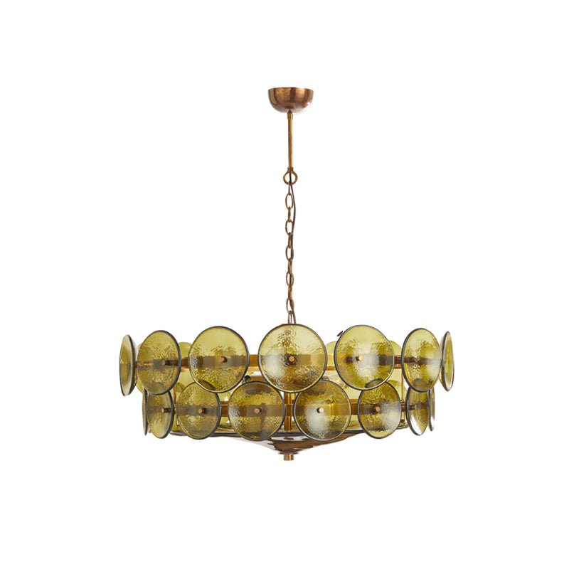 Solaris Disc Glass Chandelier – Two-Tier Gold & Murano-Style Glass Pendant