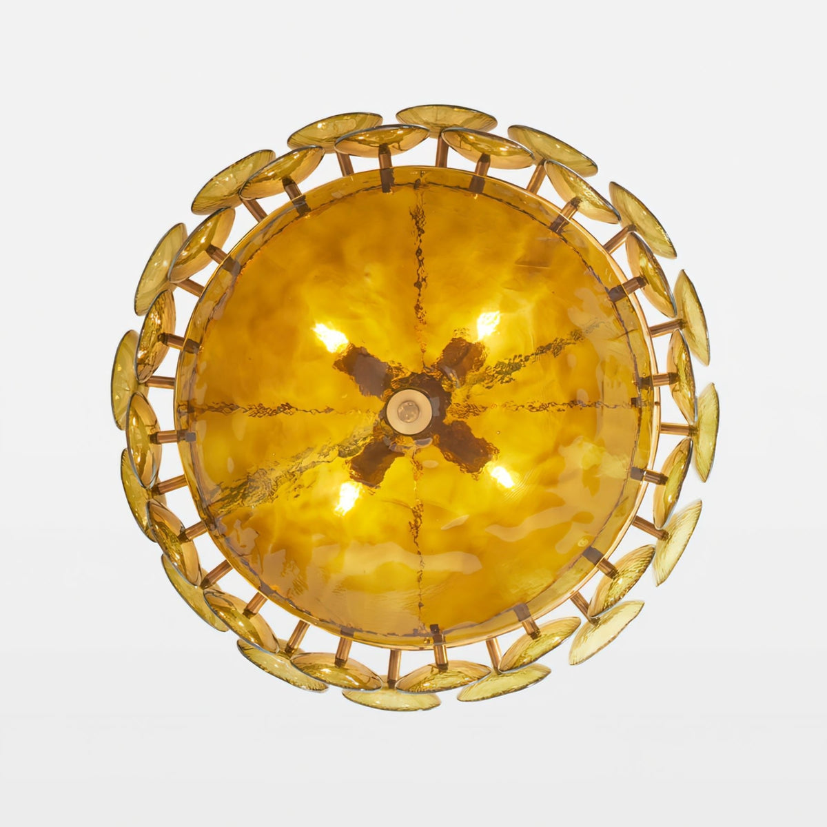 Solaris Disc Glass Chandelier – Two-Tier Gold & Murano-Style Glass Pendant