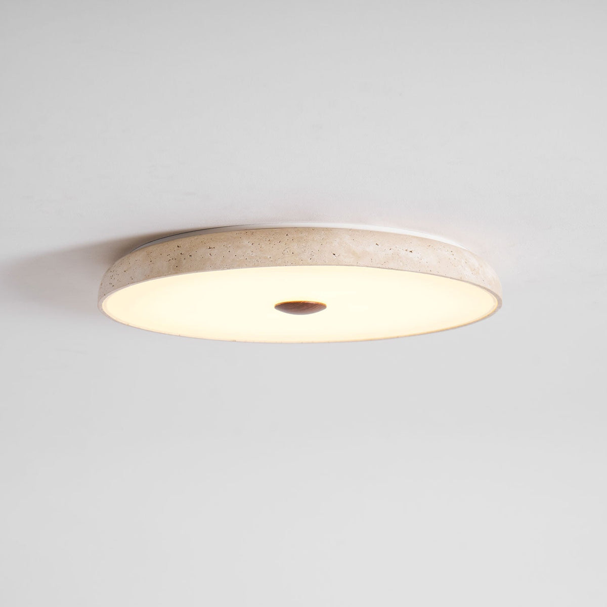 Solaro Travertine Flush Mount Ceiling Light in Natural Stone