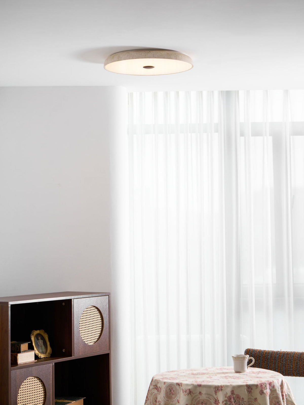 Solaro Travertine Flush Mount Ceiling Light in Natural Stone