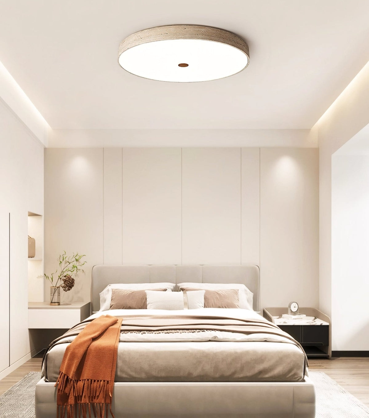 Solaro Travertine Flush Mount Ceiling Light in Natural Stone