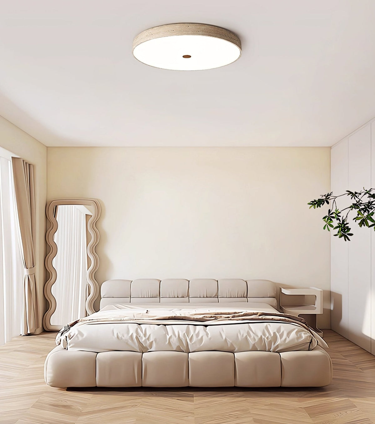 Solaro Travertine Flush Mount Ceiling Light in Natural Stone