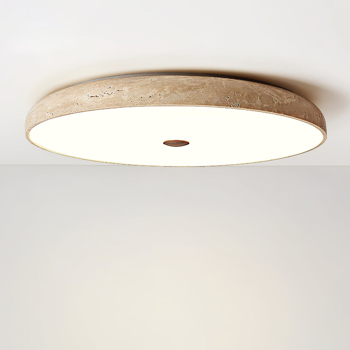 Solaro Travertine Flush Mount Ceiling Light in Natural Stone