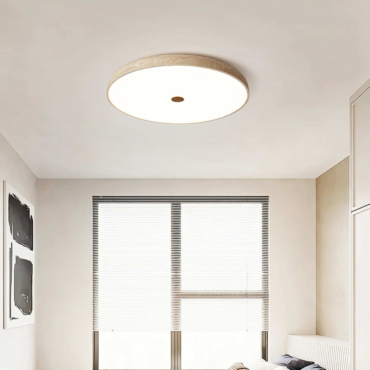 Solaro Travertine Flush Mount Ceiling Light in Natural Stone