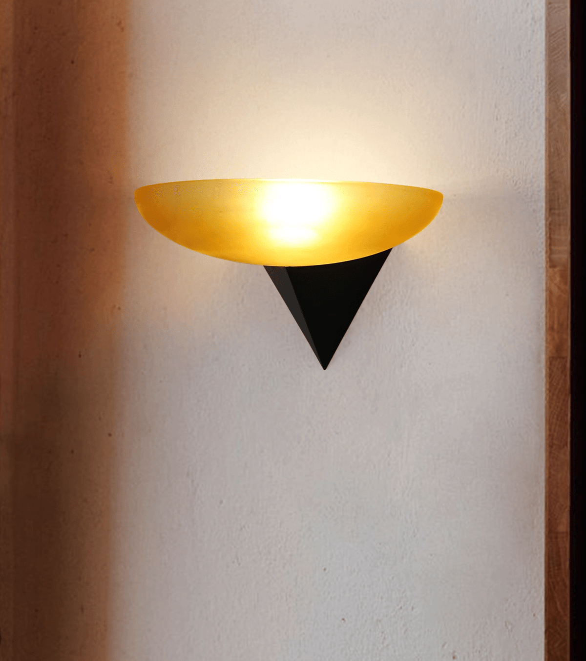 Solayne Half-Moon Wall Sconce in Black and Amber Glass
