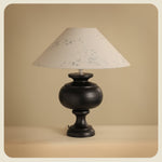 Solbloom Wood Table Lamp with Fabric Shade, Walnut or Black Finish