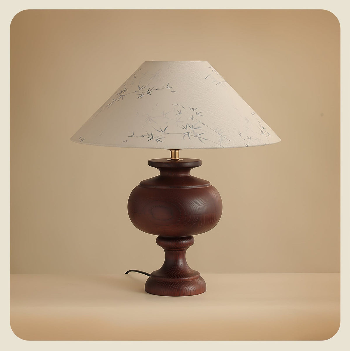 Solbloom Wood Table Lamp with Fabric Shade, Walnut or Black Finish