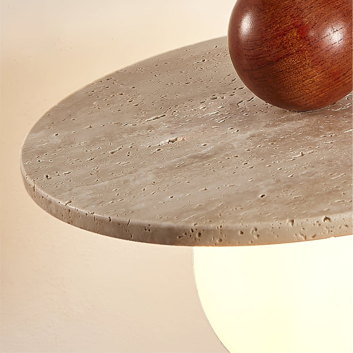 Solen Pendant Light in Travertine and Wood – Modern Designer Ceiling Lamp