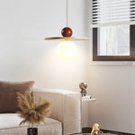 Solen Pendant Light in Travertine and Wood – Modern Designer Ceiling Lamp